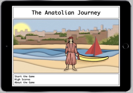 The title screen on a tablet.