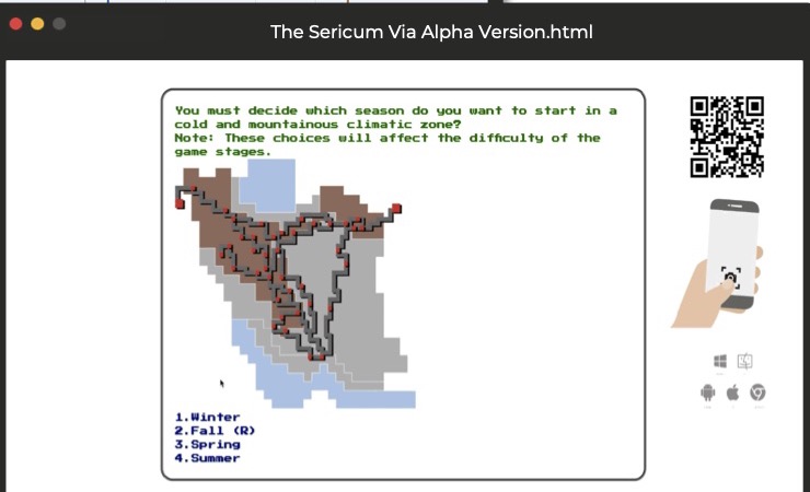 The alpha version: choose a season and plan the route across the map.