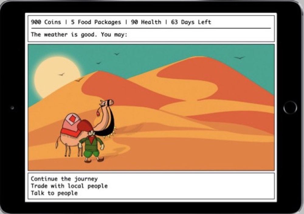 The title screen on a tablet.